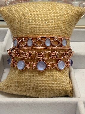 Bomb Party NWOT! Lavender Stone Rose Gold-Tone Stackable Bracelet Set